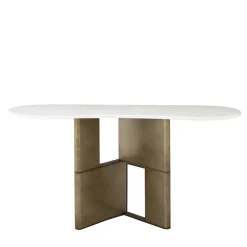Tetris with Marble Top & Wood Bronze Lacquered Legs Console