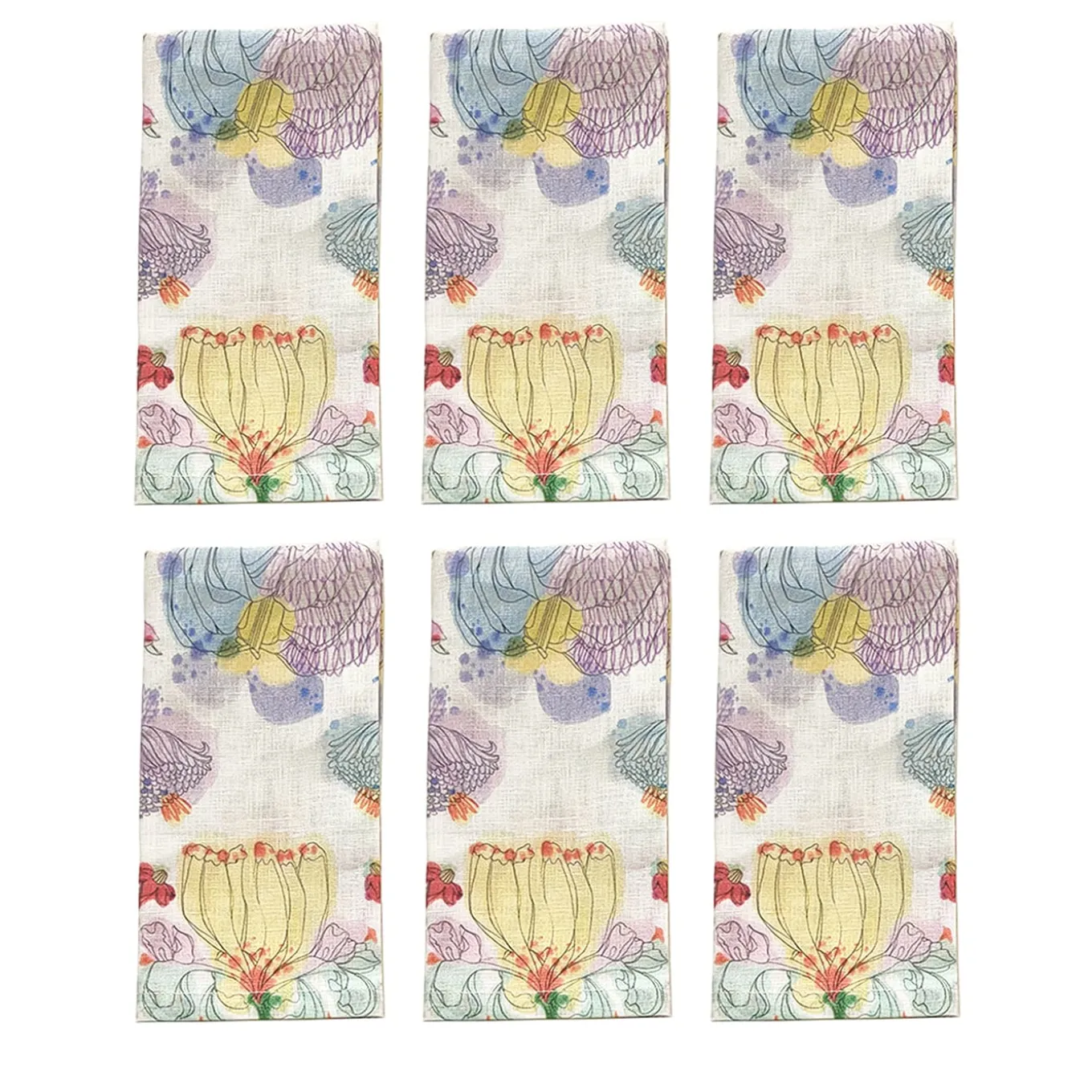 The Grandma's Garden Set of 6 Polychrome Napkins