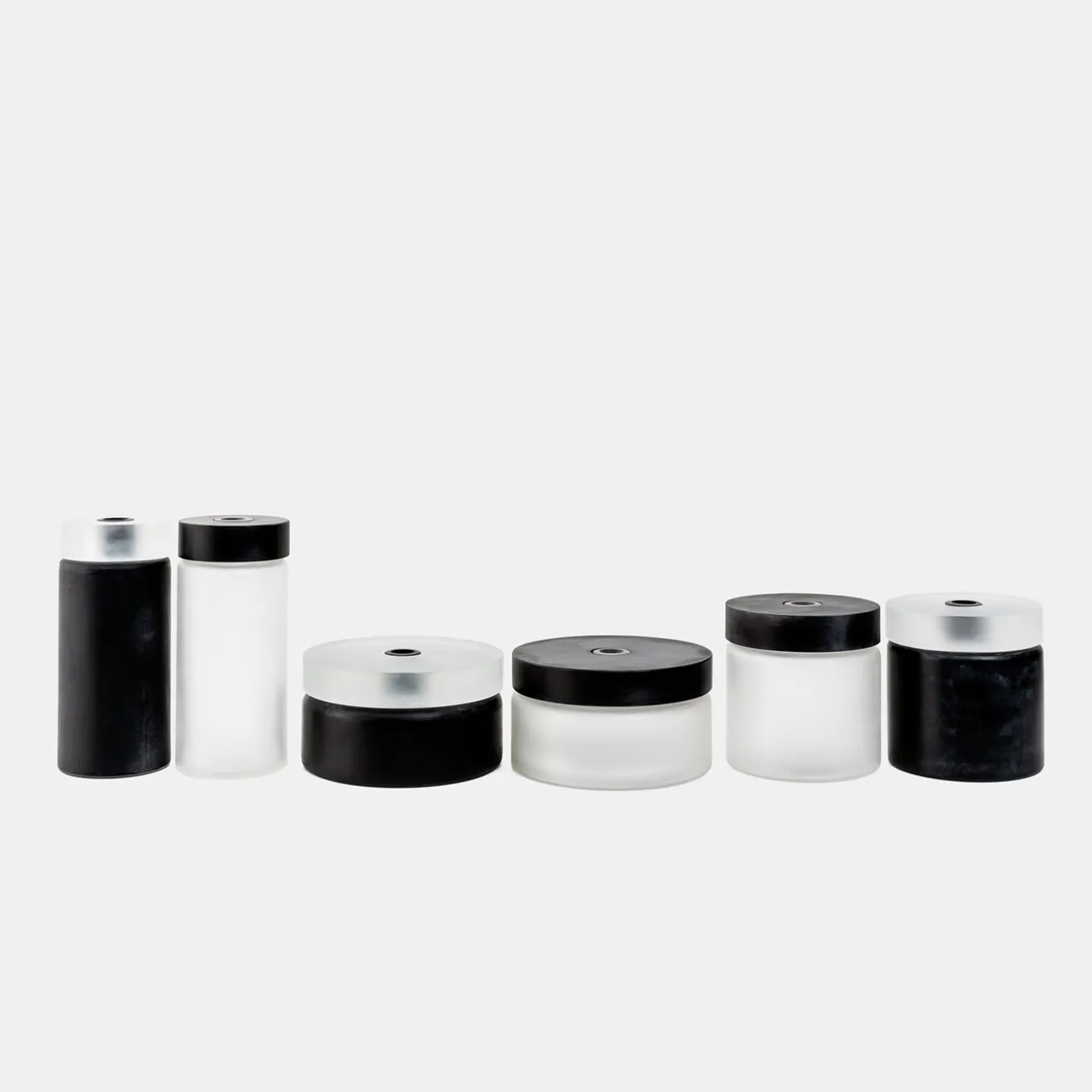 The Short Cylinder Glass Vase in Black and White