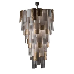 The Wall Large Sculptural Glass Metal 12 Light Chandelier