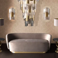 The Wall Large Sculptural Glass Metal 12 Light Chandelier