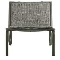 Thea gray fabric and black leather Soft Armchair