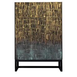 Three-Door Textured Gold Cabinet