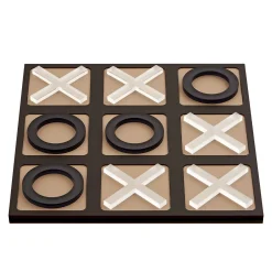 Tic Tac Toe Chocolate and Cappuccino Leather Game