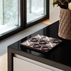 Tic Tac Toe Chocolate and Cappuccino Leather Game