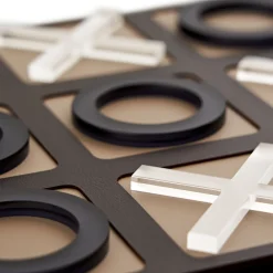 Tic Tac Toe Chocolate and Cappuccino Leather Game