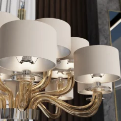 Tiepolo 12 Lights Fumè Glass Chandelier