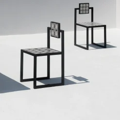 Tiles Outdoor Square Iron Chair