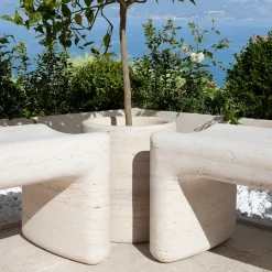 Tinia Beige Travertine Stone outdoor Bench
