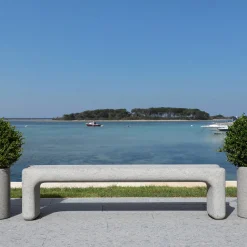 Tinia gray peperino stone outdoor bench