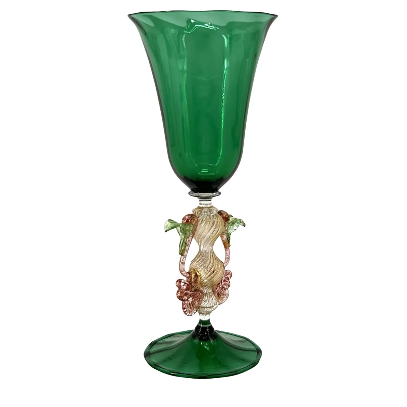 Tipetto Green & Golden Stemmed Glass #2