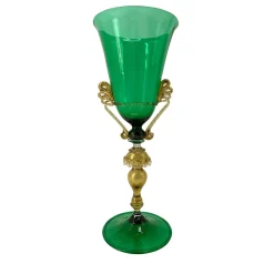 Tipetto Green & Golden Stemmed Glass #1