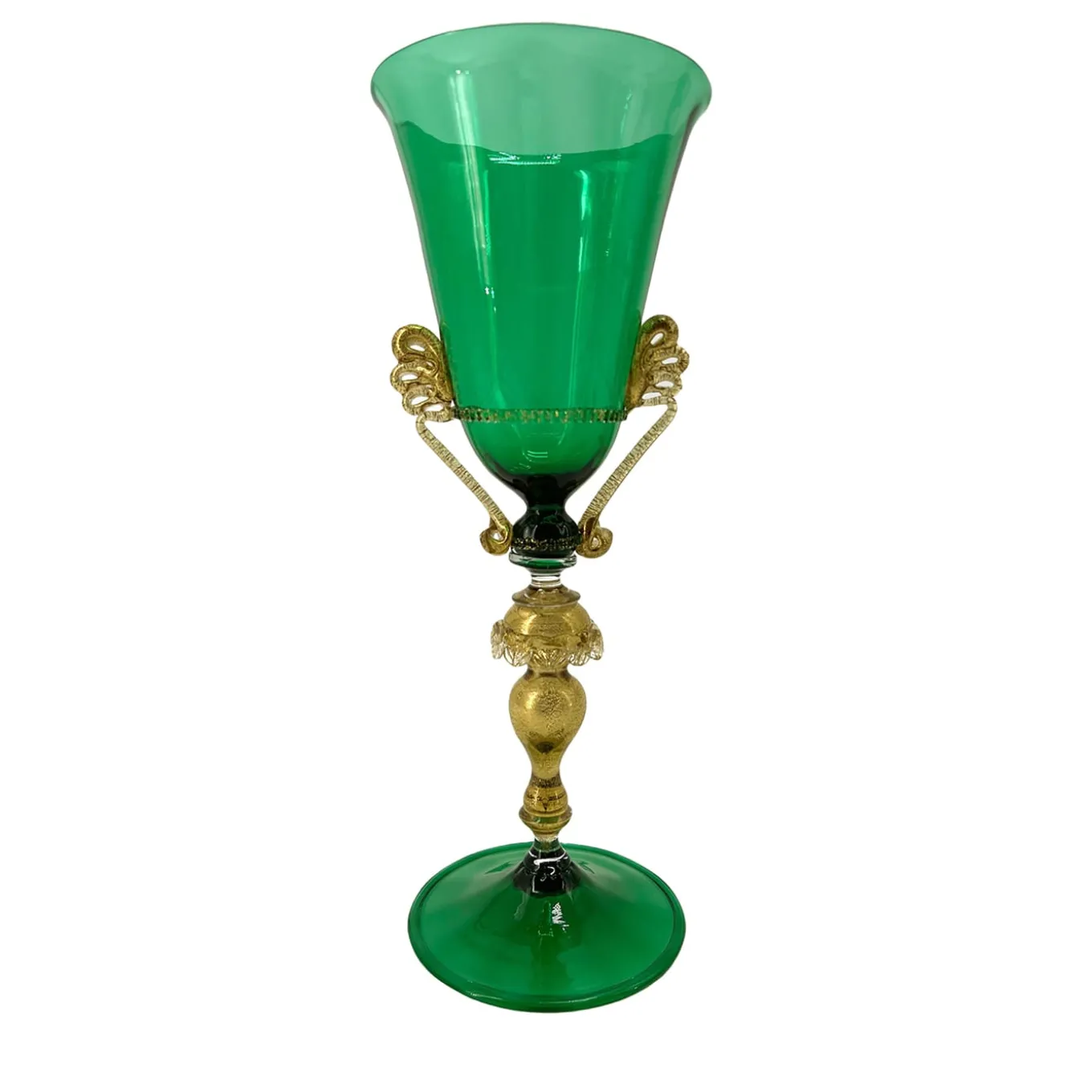 Tipetto Green & Golden Stemmed Glass #1