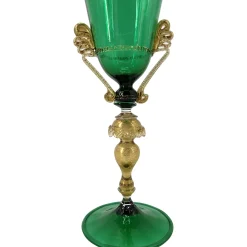 Tipetto Green & Golden Stemmed Glass #1