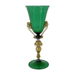Tipetto Green & Golden Stemmed Glass #1