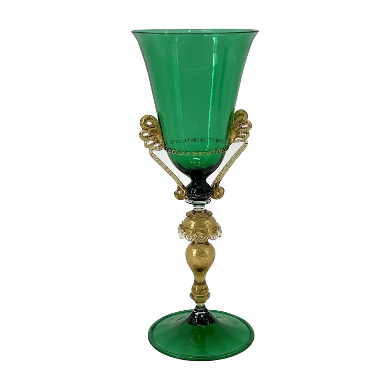 Tipetto Green & Golden Stemmed Glass #1