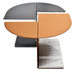 Tito One brown and black metal with white Carrara marble base Nesting Tables