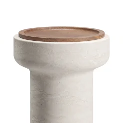 Tivoli Side Table in travertine and walnut by Ivan Colominas