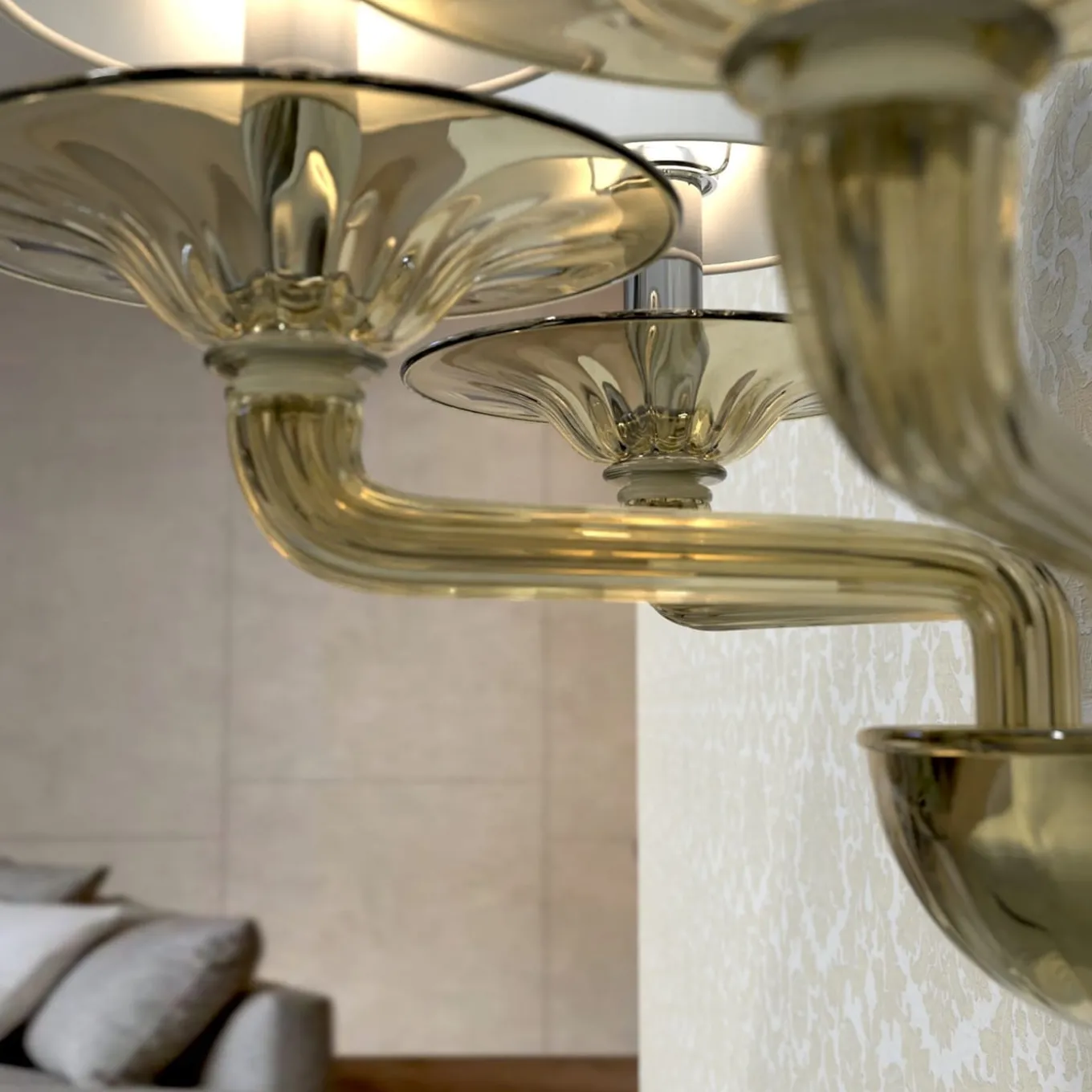 Tiziano 3-light Fumè Murano Glass Wall Sconce