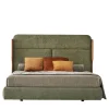Tobia Olive Bouclé Bed with Canaletto Walnut Frame
