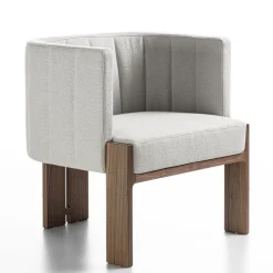Tofane White & Walnut Armchair