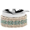 Toledo Green Leather & Rattan Ashtray