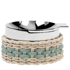 Toledo Green Leather & Rattan Ashtray