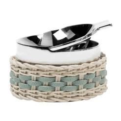 Toledo Green Leather & Rattan Ashtray