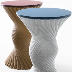 Tork Beige Twisted Stool and Mini Side Table