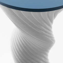 Tork White Twisted Stool and Mini Side Table