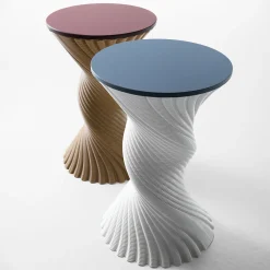 Tork White Twisted Stool and Mini Side Table