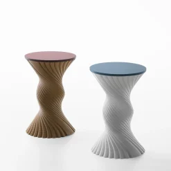 Tork White Twisted Stool and Mini Side Table