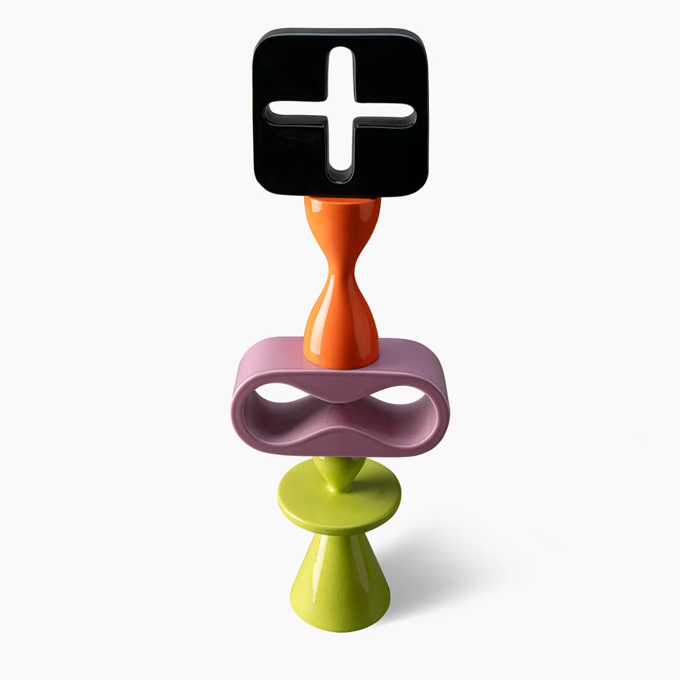 Totem Black Orange Purple and Green Decorative Sculpture by Karim Rashid