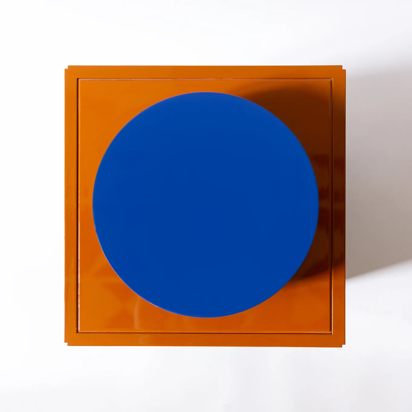 Toy Boy Glossy Brown and Blue Cube Side Table