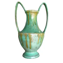 Traditional Dripping Green Amphora Vase
