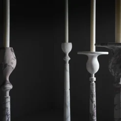 Treasure L Tall Arabescato Marble Candleholder