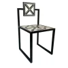 Trellis Black & White Tiles Outdoor Chair