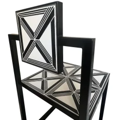 Trellis Black & White Tiles Outdoor Chair