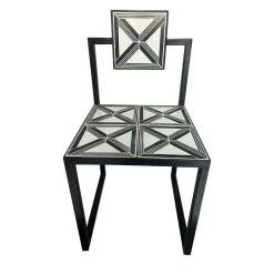 Trellis Black & White Tiles Outdoor Chair