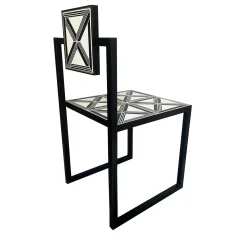 Trellis Black & White Tiles Outdoor Chair