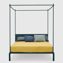 Tresca Petrol-Blue Iron Canopy Double Bed by Fioravanti &Cancelli