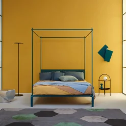 Tresca Petrol-Blue Iron Canopy Double Bed by Fioravanti &Cancelli
