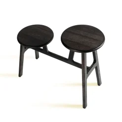 Trespolo Black Double Stool by Giulio Iacchetti