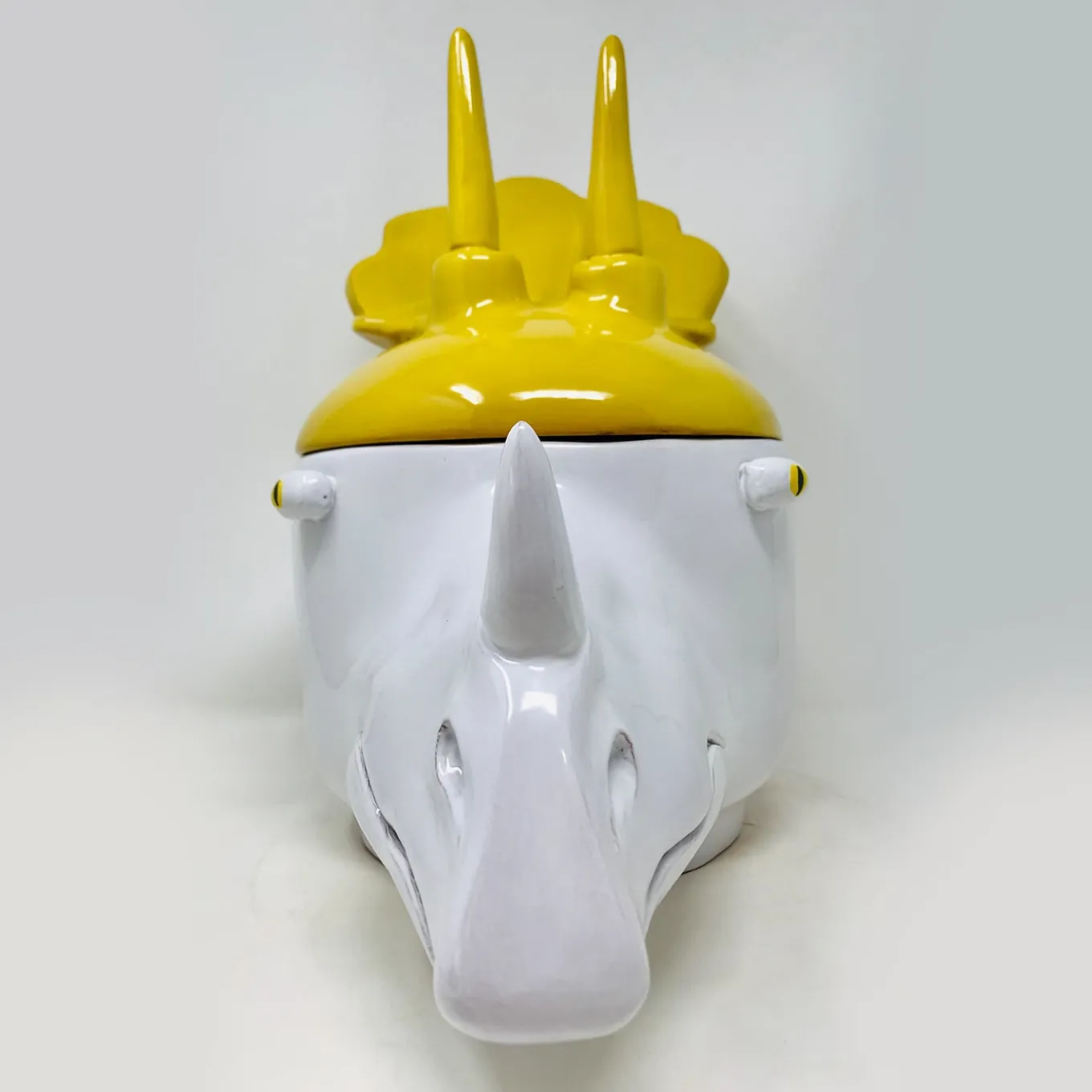 Triceratops Large Yellow and White Container with Lid