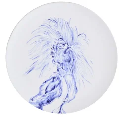 Tricky Home Liza Blue-Painted Ceramic Plate