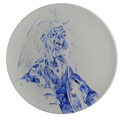 Tricky Home Lucio Blue-Painted Ceramic Plate