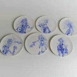 Tricky Home Lucio Blue-Painted Ceramic Plate