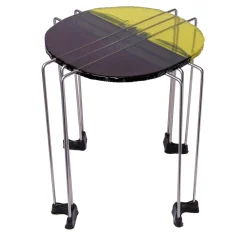 Triple Play Brown and Green Round Side Table by Gaetano Pesce