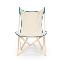 Tripolina Armchair in Cream and Teal Blue