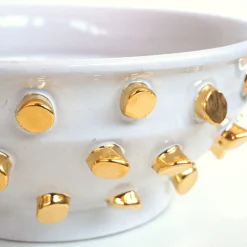 Tronchetti Golden & White Ceramic Centerpiece Bowl